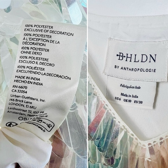 BHLDN Taylor V-neck Iridescent Sequined Mini Dress 6 M Bridal, Wedding, Swiftie - Picture 5 of 12